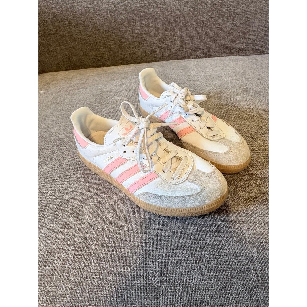 Adidas Samba OG White Pink Stripes Sneakers Girls Size 1